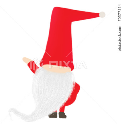 Illustration of Tontu (Tomte, Nisse) with his right hand raised. 70577334