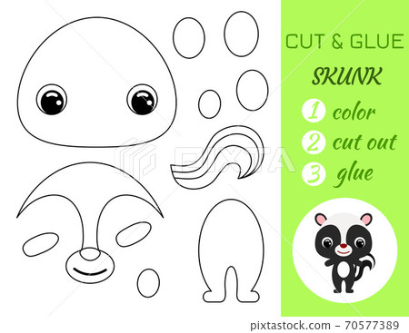 coloring book cut and glue baby skunk stock illustration 70577389 pixta