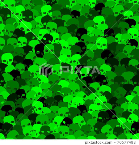 Funny seamless toxic green scull pattern background for Halloween 70577498