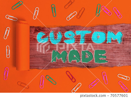 Writing note showing Custom Made. Business photo 70577601