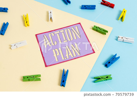 Handwriting text Action Plan. Concept meaning list 70579739
