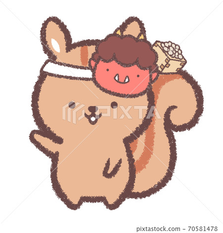 A guide squirrel wearing a Setsubun mask A guide squirrel wearing a Setsubun mask 70581478