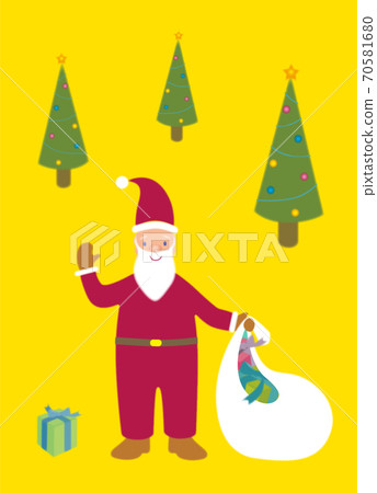 Santa Claus and Christmas tree with a bag full... - Stock Illustration ...