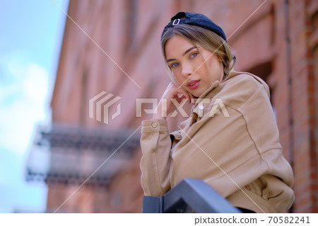 beautiful Slavic woman on the city streets 70582241