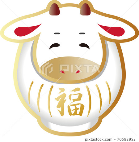 Examination New Year's card material Cow Daruma Illustration material Examination New Year's card material Cow Daruma Illustration material 70582952