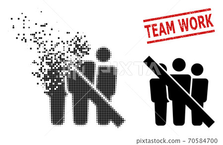 Broken Pixelated No People Icon and Textured Team Work Seal Broken Pixelated No People Icon and Textured Team Work Seal 70584700