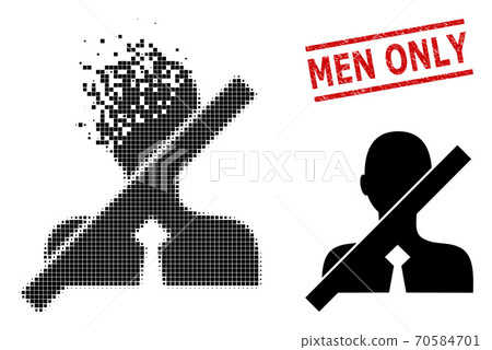 Dissipated Pixel No Gentleman Icon and Textured Men Only Stamp 70584701