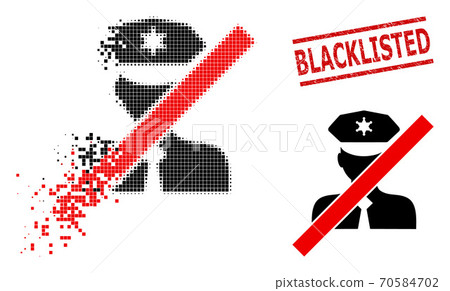 Damaged Dot Blacklisted Policeman Icon and Distress Blacklisted Seal Stamp Damaged Dot Blacklisted Policeman Icon and Distress Blacklisted Seal Stamp 70584702