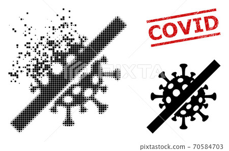 Dust Dotted No Covid Virus Icon and Distress Covid Seal Dust Dotted No Covid Virus Icon and Distress Covid Seal 70584703