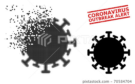 Dissolving Dotted Contagious Virus Icon and Scratched Coronavirus Outbreak Alert Stamp Dissolving Dotted Contagious Virus Icon and Scratched Coronavirus Outbreak Alert Stamp 70584704