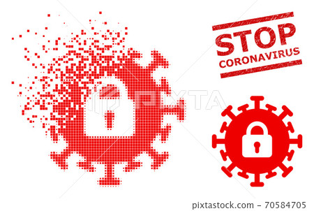 Shredded Dotted Contagious Lockdown Icon and Textured Stop Coronavirus Seal Shredded Dotted Contagious Lockdown Icon and Textured Stop Coronavirus Seal 70584705