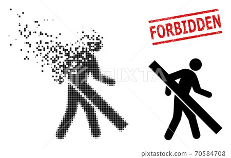 Damaged Dot Forbidden Walking Man Icon and Distress Forbidden Seal Stamp Damaged Dot Forbidden Walking Man Icon and Distress Forbidden Seal Stamp 70584708