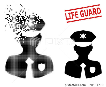 Dissolving Dot Constable Icon and Scratched Life Guard Seal Dissolving Dot Constable Icon and Scratched Life Guard Seal 70584710
