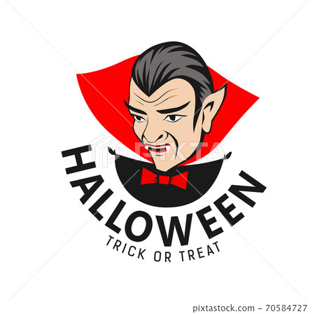 Happy Halloween. Cartoon Dracula Vampire in the night background . Vector  illustration. Stock Vector