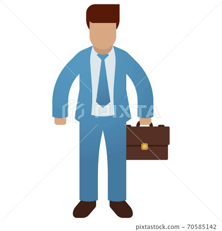 Businessman holding briefcase isolated on white background. Vector illustration flat design. Male cartoon character. Office manager in a business suit. Confident man Businessman holding briefcase isolated on white background. Vector illustration flat design. Male cartoon character. Office manager in a business suit. Confident man 70585142