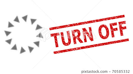 Textured Turn Off Seal Stamp and Halftone Dotted Rotate Ccw Textured Turn Off Seal Stamp and Halftone Dotted Rotate Ccw 70585332