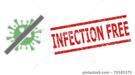 Grunge Infection Free Stamp and Halftone Dotted No SARS Virus 70585375