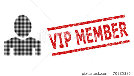 Textured Vip Member Seal and Halftone Dotted Guy Textured Vip Member Seal and Halftone Dotted Guy 70585385