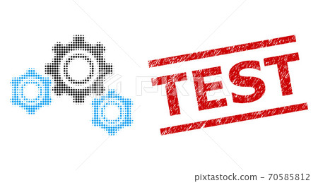 Distress Test Seal Stamp and Halftone Dotted Gears 70585812