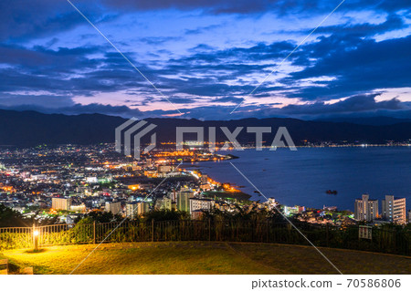 《Nagano Prefecture》 Night view of Lake Suwa, view of Tateishi Park 《Nagano Prefecture》 Night view of Lake Suwa, view of Tateishi Park 70586806