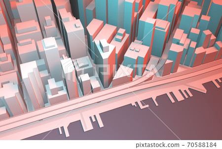 城市景觀的3D插圖 70588184