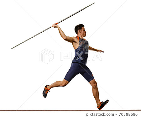 young man athletics Javelin athlete isolated white background 70588686