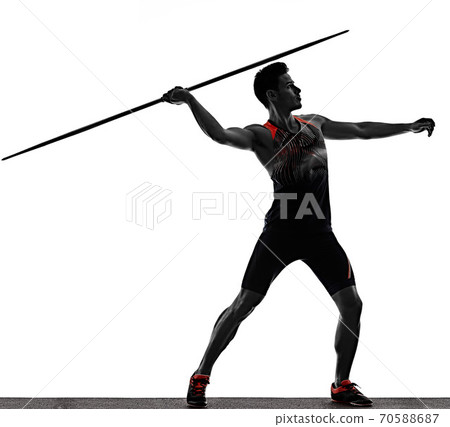 young man athletics Javelin athlete isolated white background 70588687