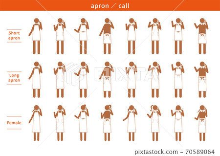 Apron Pictogram People Smartphone call Phone Speak Conversation Icon Illustration Vector AI 70589064
