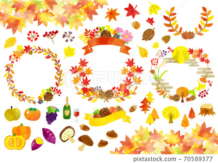 Handwritten autumn material set 70589377