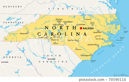 North North Carolina Map North Carolina, Nc, Political Map. With The... - Stock Illustration  [70590118] - Pixta