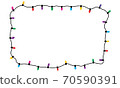 Christmas glowing lights on white background. Garlands with colored bulbs. Xmas holidays. 70590391