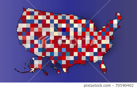 Map of the USA with the national flag of United... - Stock Illustration ...
