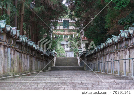 Stone steps and lanterns of Hozan-ji Temple, Ikoma City, Nara Prefecture 70591141