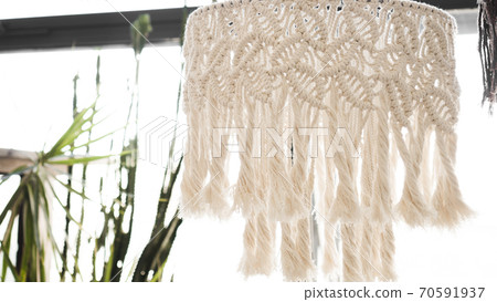 Chandelier made of white threads Chandelier made of white threads 70591937