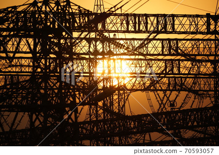 Substation dusk silhouette Substation dusk silhouette 70593057