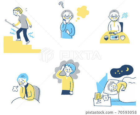 Senior female illness symptom set Senior female illness symptom set 70593058