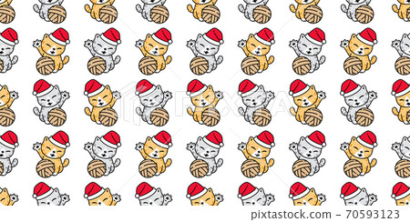 cat seamless pattern Christmas Santa Claus hat kitten vector cartoon repeat wallpaper tile background scarf isolated illustration doodle design cat seamless pattern Christmas Santa Claus hat kitten vector cartoon repeat wallpaper tile background scarf isolated illustration doodle design 70593123
