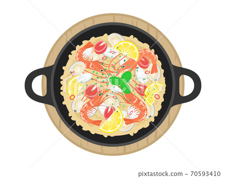 Illustration of shrimp paella Illustration of shrimp paella 70593410