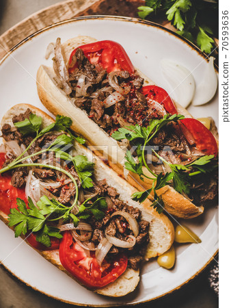 Turkish traditional meat sandwich tantuni with Turkish traditional meat sandwich tantuni with 70593636