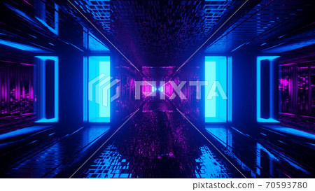 Symmetrical Reflective Endless Channel 4k uhd 3d illustration background 70593780