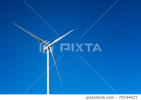 Turbines in a mountain wind farm. Ecological energy production. 70594025