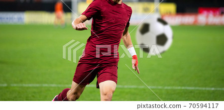 banner of soccer game players fighting for football 70594117