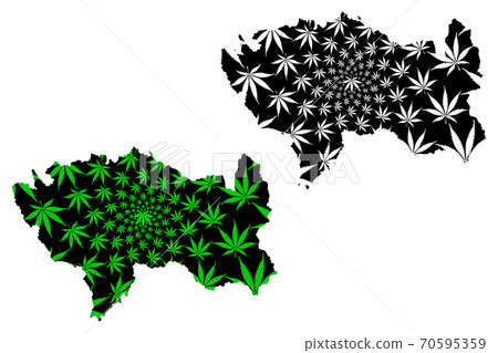 Junin Region (Republic of Peru, Regions of Peru) map is designed cannabis leaf green and black, Junin map made of marijuana (marihuana,THC) foliage.... Junin Region (Republic of Peru, Regions of Peru) map is designed cannabis leaf green and black, Junin map made of marijuana (marihuana,THC) foliage.... 70595359