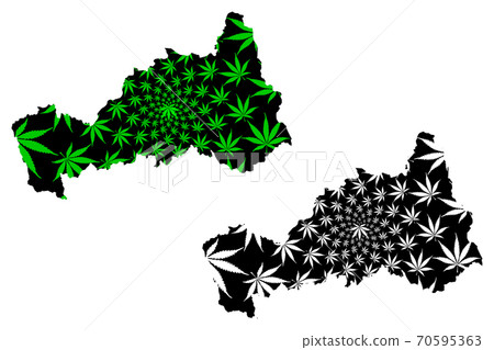Department of Pasco (Republic of Peru, Regions of Peru) map is designed cannabis leaf green and black, Pasco map made of marijuana (marihuana,THC) foliage.... 70595363