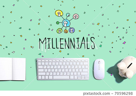Millennials with a computer keyboard Millennials with a computer keyboard 70596298