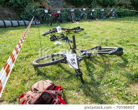 Background of triathlon exhibitions before the start Background of triathlon exhibitions before the start 70596607