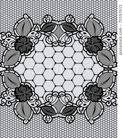 Black Lace Frame Background With Grid Floral Stock Illustration 70597615 Pixta