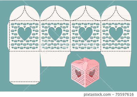 Box for wedding celebrations. Layout for cutting and visualization. Box for wedding celebrations. Layout for cutting and visualization. 70597616