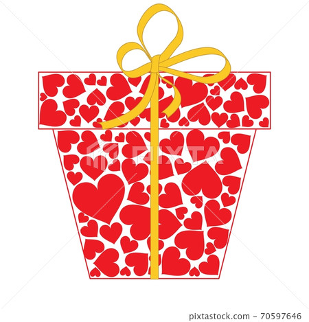 Gift box with bow made of red hearts isolated... - Stock Illustration ...