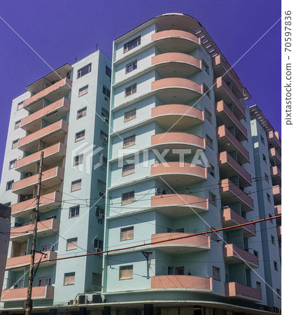 Street of Havana with residential buildings - Havana, Cuba 70597836